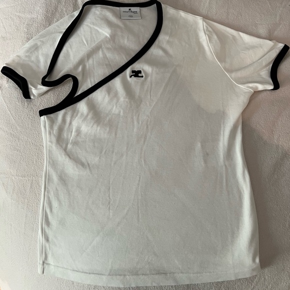 $300 Courreges Slash tee white cotton, XS - Picture 5 of 5